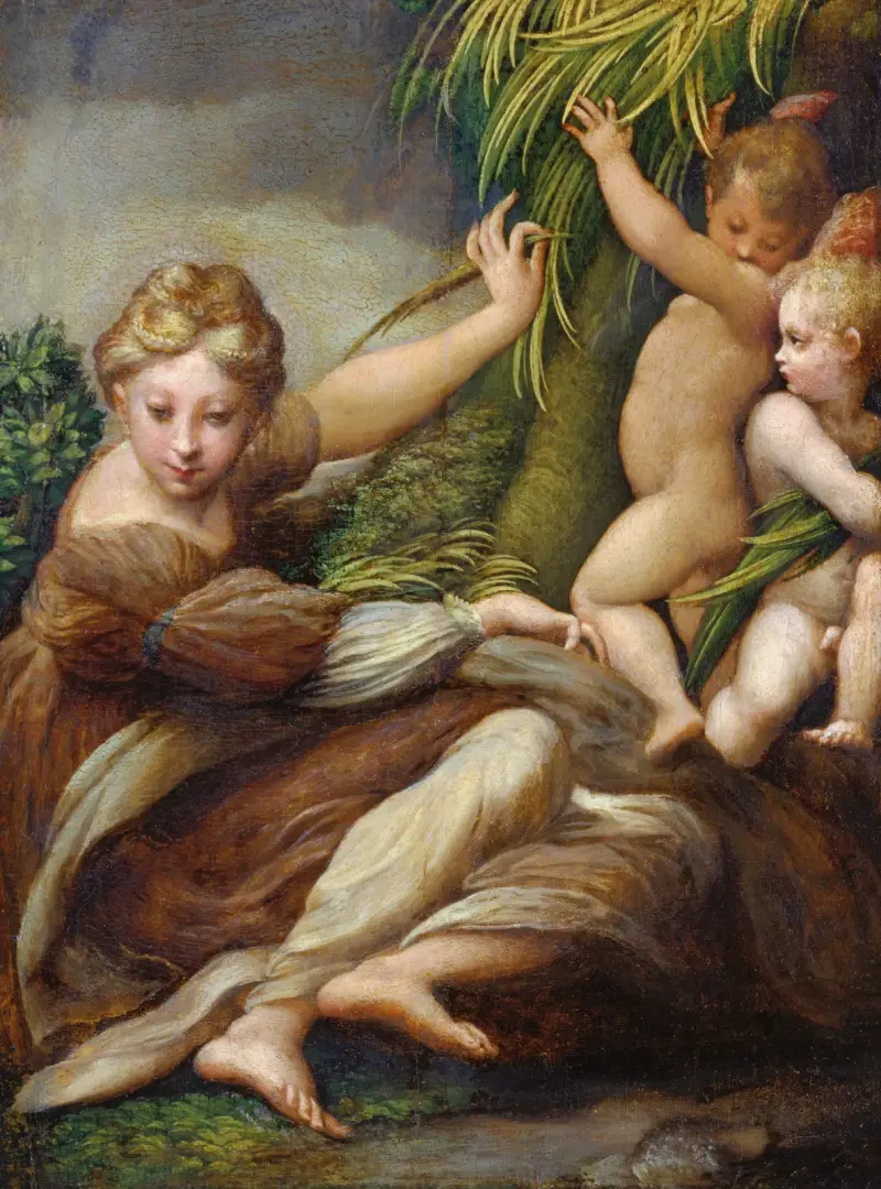 Weibliche Märtyrerin mit Engeln (Heilige Katharina von Alexandria) von Parmigianino