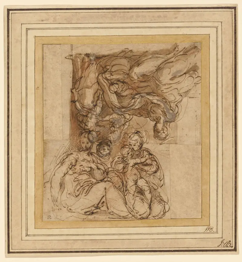 Zwei Studien für eine Heilige Familie von Parmigianino