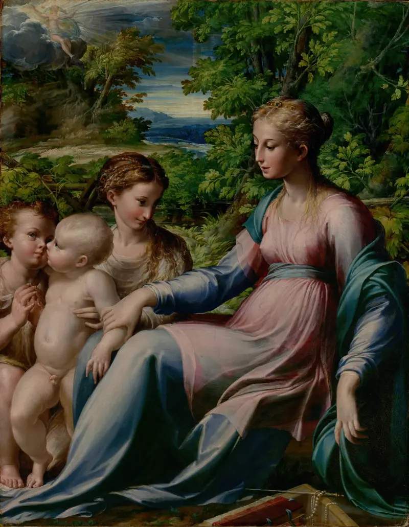 Madonnan med barnet, Johannes döparen och Maria Magdalena av Parmigianino