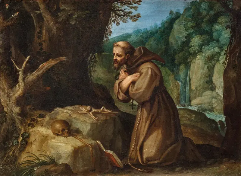 Den helige Franciskus av Assisi i meditation av Paul Bril