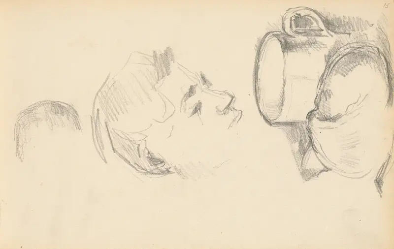 A Head, a Cup and a Bread Roll av Paul Cézanne