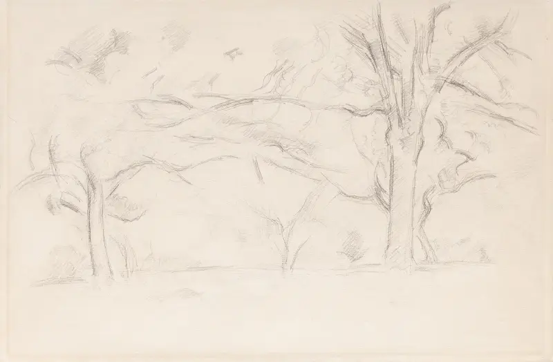 Bäume in Jas de Bouffan von Paul Cézanne