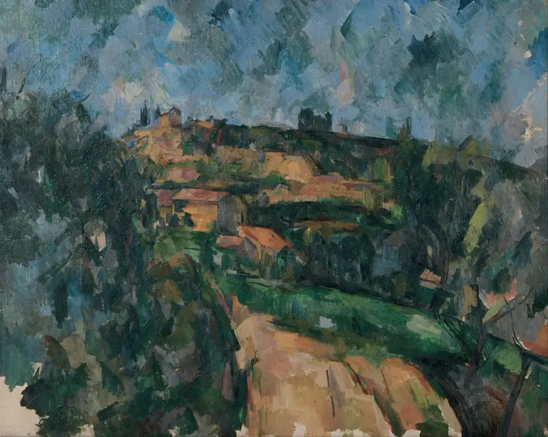 Vägens krökning vid toppen av Chemin des Lauves av Paul Cézanne