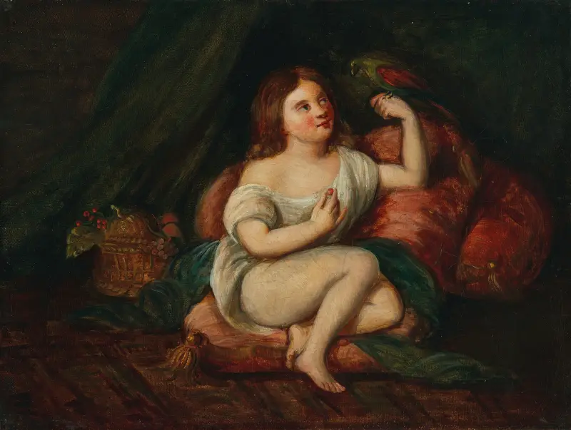 Fillette au perroquet av Paul Cézanne