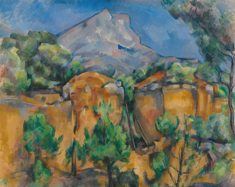 Mont Sainte-Victoire sett från Bibémus stenbrott av Paul Cézanne