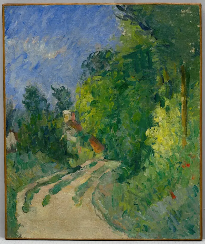 Den slingrande vägen i skogsmarken av Paul Cézanne