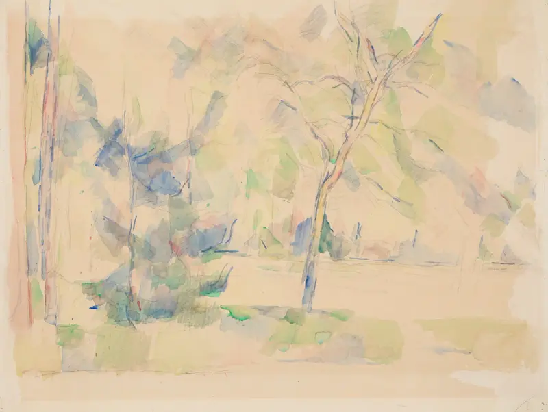 Sjö vid skogsbrynet av Paul Cézanne