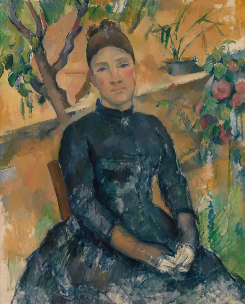 Madame Cézanne in the Conservatory av Paul Cézanne