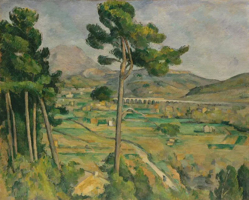 Mont Sainte-Victoire och viadukten över Arc-dalen av Paul Cézanne