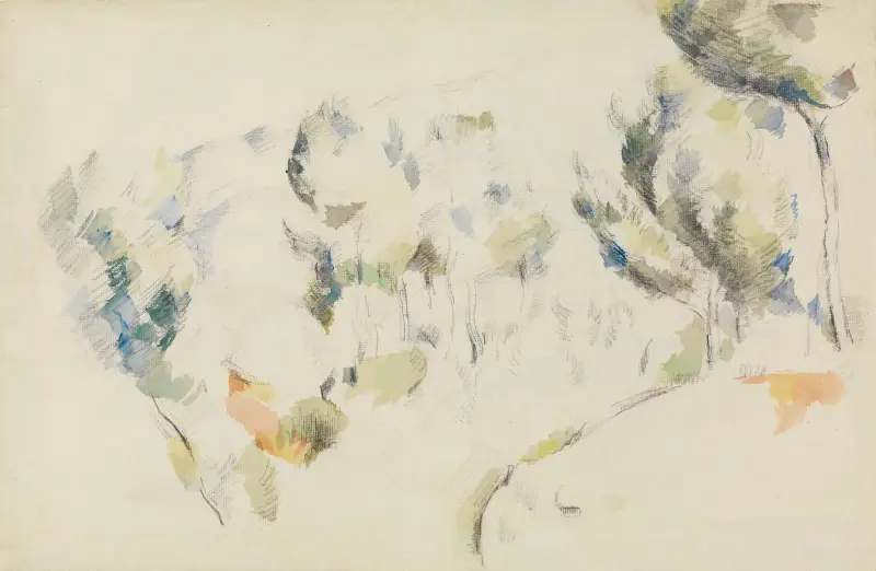 Sníženina se stromy, Paul Cézanne