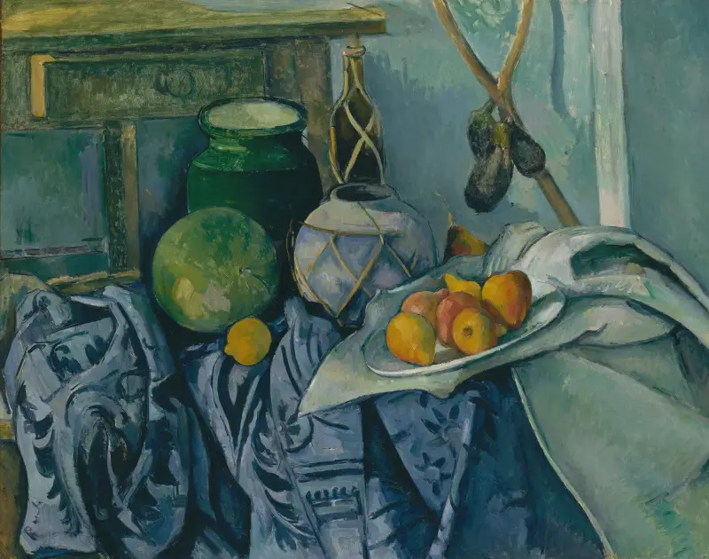 Still Life with a Ginger Jar and Eggplants av Paul Cézanne