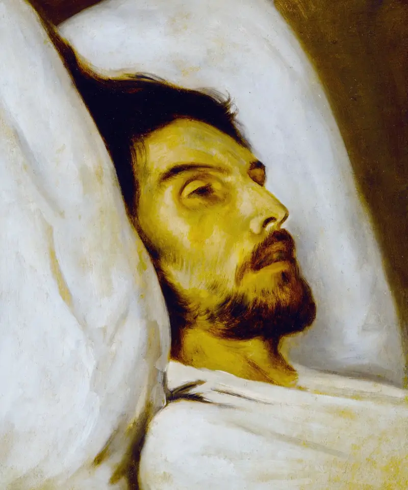 Porträtt av man på sin dödsbädd, tidigare kallat Armand Carrel av Paul Delaroche