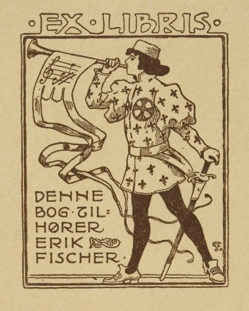 Exlibris: Denne Bog Tilhører Erik Fischer von Paul Fischer