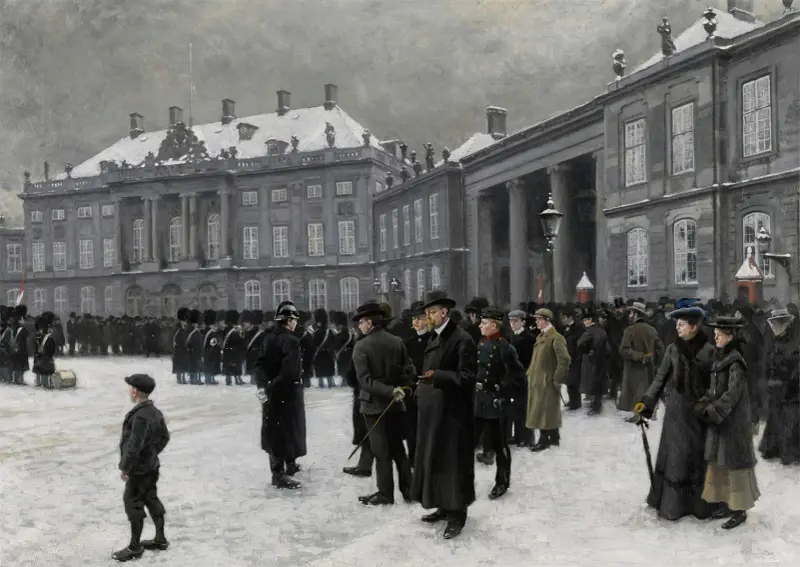 Vaktavlösning på Amalienborgs slott av Paul Fischer