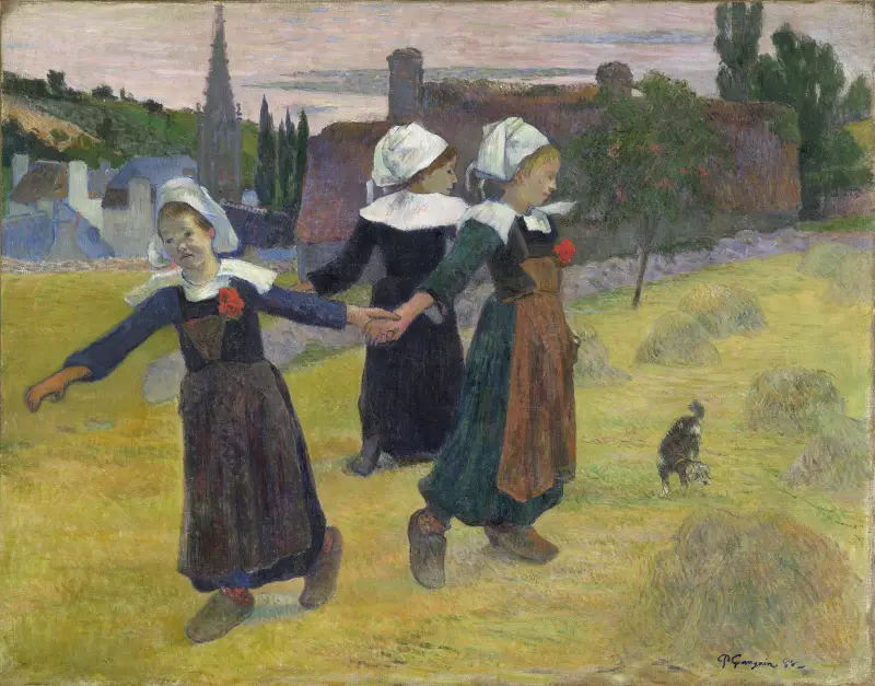 Bretonska flickor dansar, Pont-Aven av Paul Gauguin