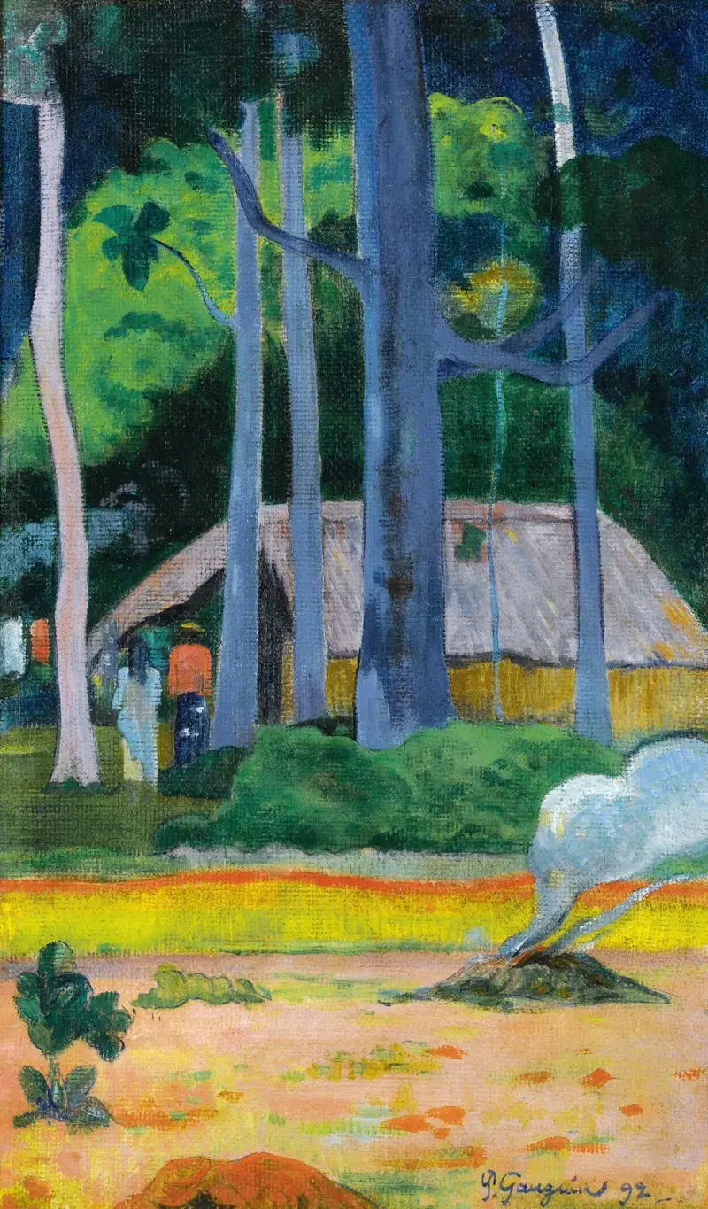 Hütte unter Bäumen von Paul Gauguin