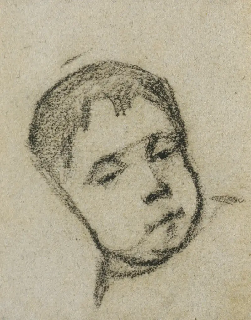 Emil Gauguin als Kind, den Kopf auf einem Kissen von Paul Gauguin