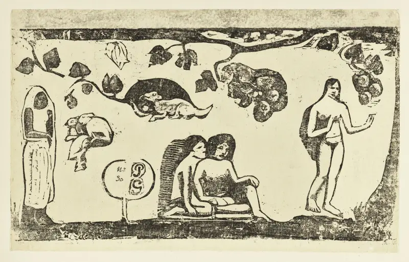 Kvinnor, djur och lövverk av Paul Gauguin