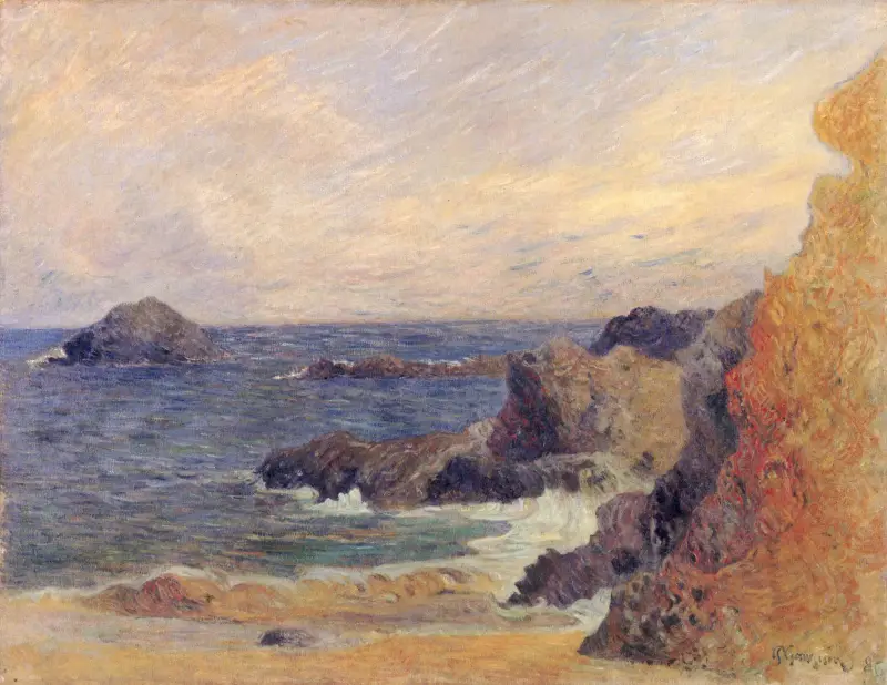 Die felsige Küste, oder Felsen am Meer von Paul Gauguin