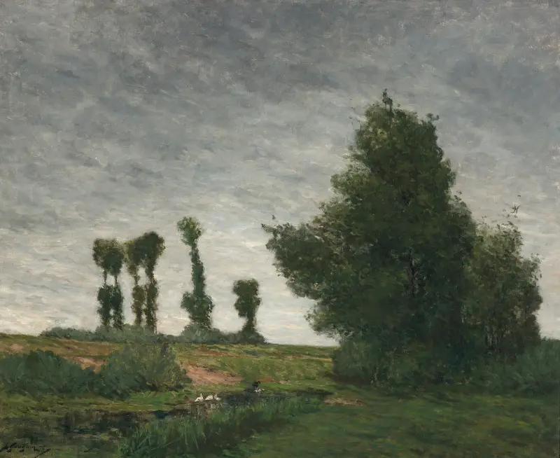 Landscape with Poplars av Paul Gauguin