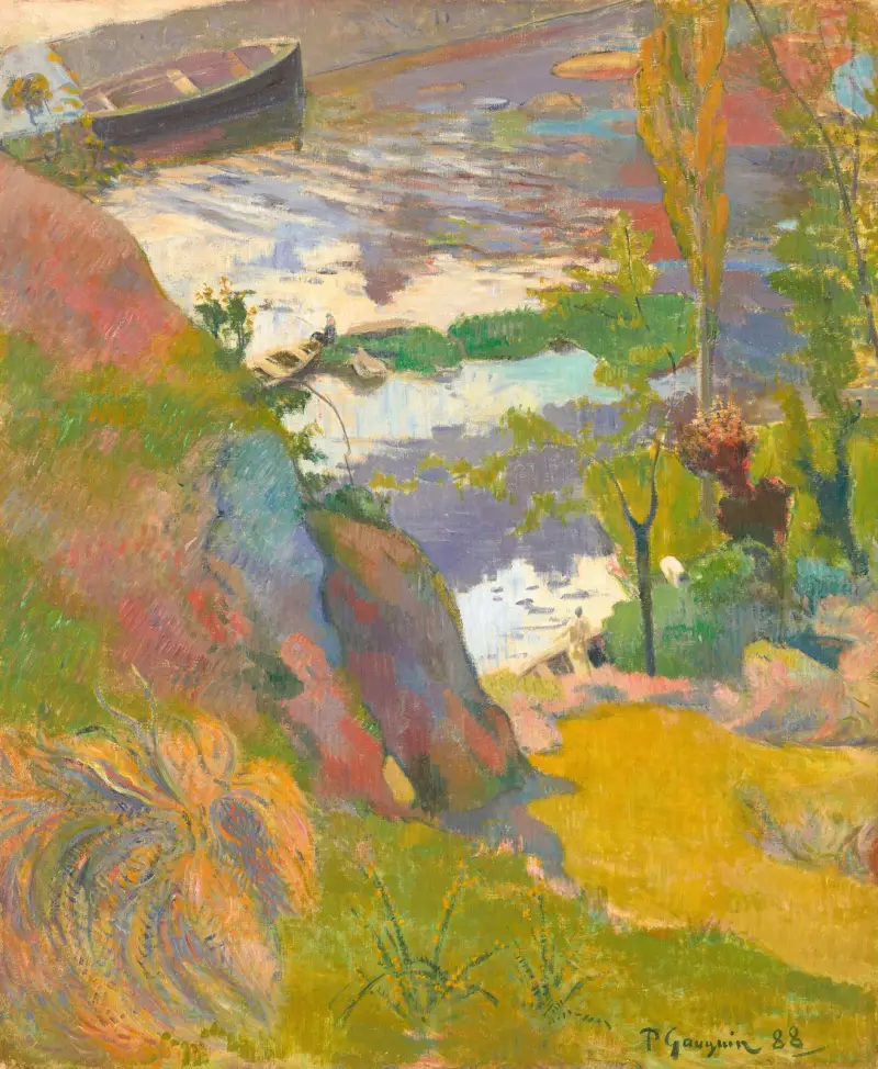 Fischer und Badende an der Aven von Paul Gauguin
