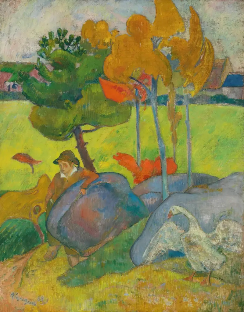 Liten breton med gås av Paul Gauguin