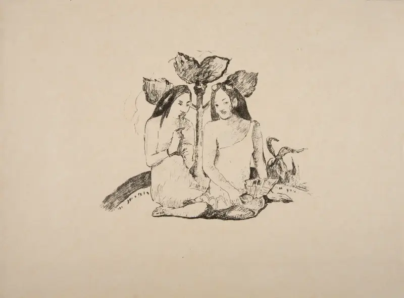 Tahiti – Zwei hockende Maori-Frauen von Paul Gauguin