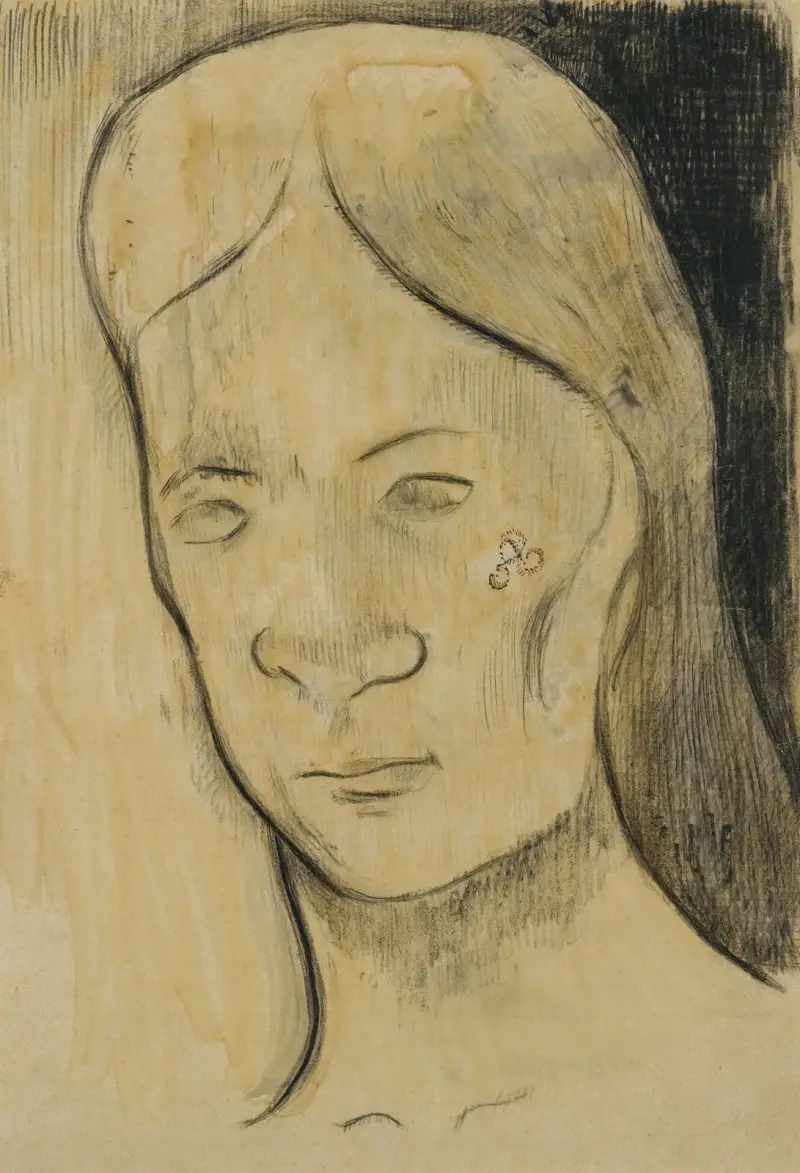 Tahitisk kvinnas huvud av Paul Gauguin