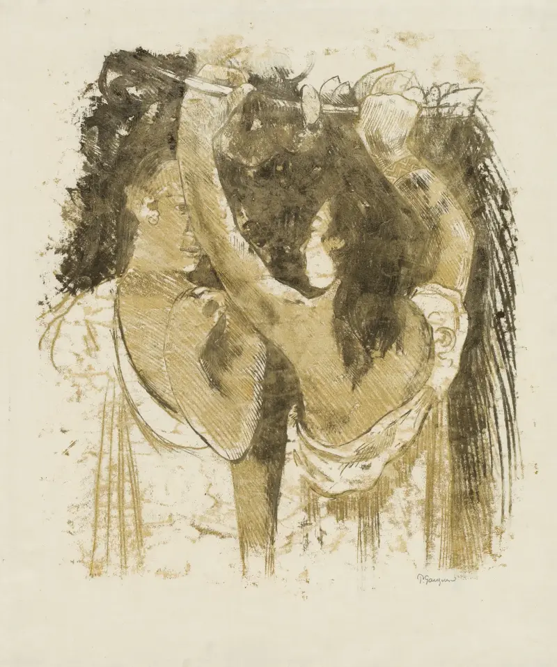 Two Tahitians Gathering Fruit av Paul Gauguin