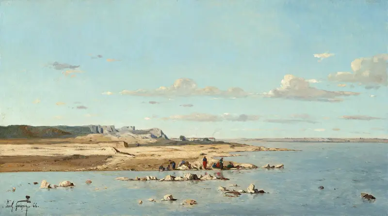 Tvätterskor på Durance flodstrand av Paul Gauguin