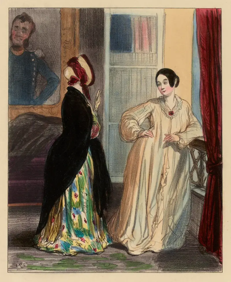 Comment, ma petite, je viens de rencontrer ton mari avec Monsieur Edouard. O Virginie je te reconnais bien là, 1840 von Paul Gavarni