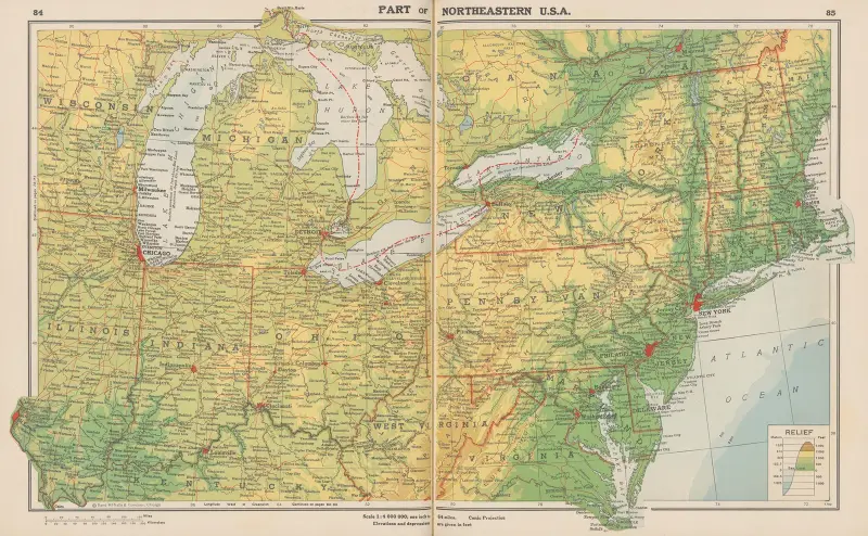 Teil der nordöstlichen USA von John Paul Goode