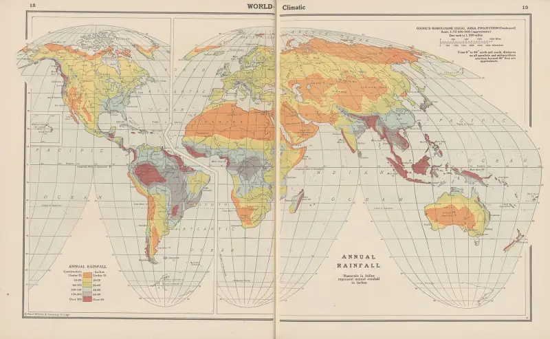 World-Climatic. Annual Rainfall, John Paul Goode