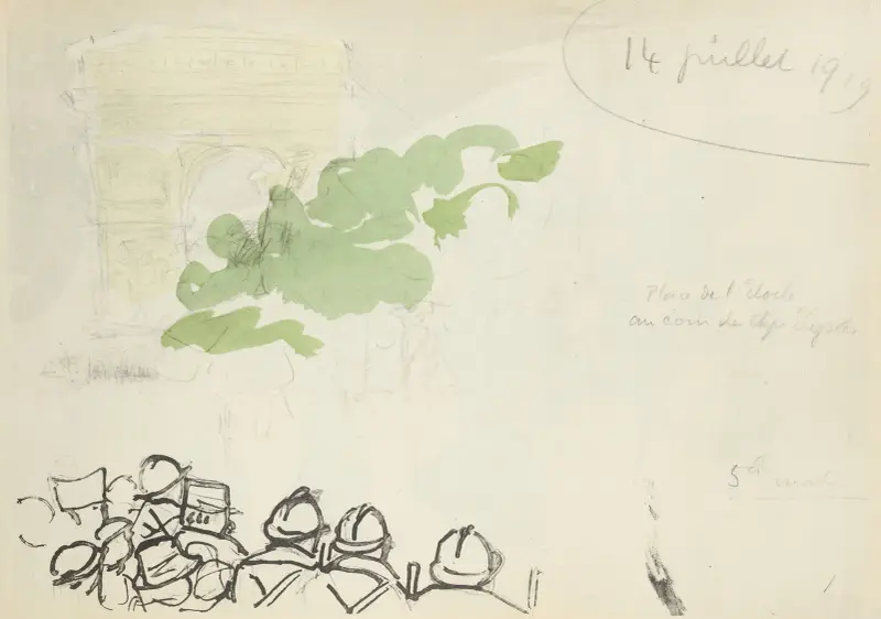 14 juli 1919, Place de l'Étoile vid hörnet av Champs-Élysées, klockan fem på morgonen, 1919 – nr 3 av Paul Goute