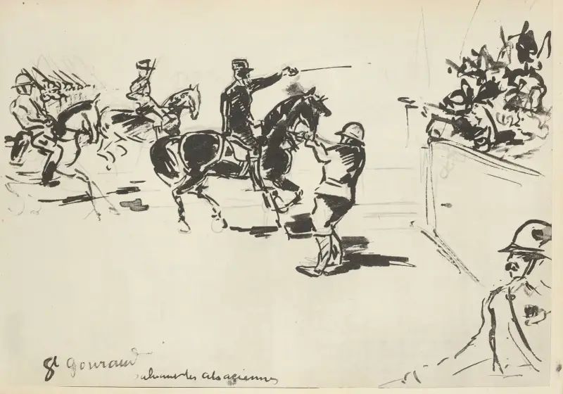 Parade am 14. Juli 1919: General Gouraud grüßt die Elsässerinnen von Paul Goute