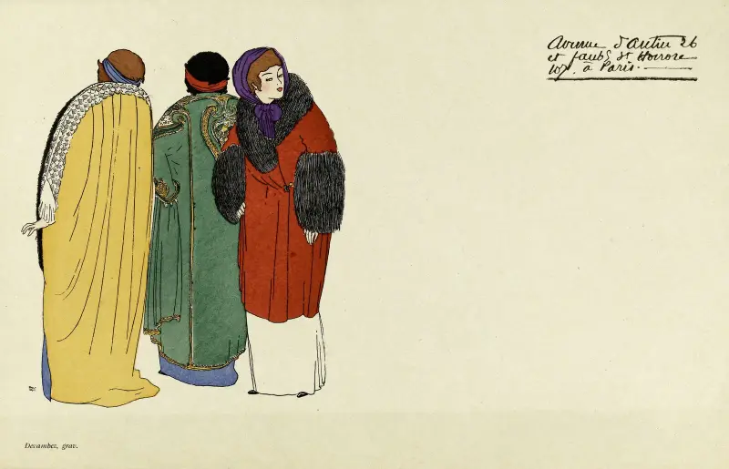 Illustrerad reklambild från Maison Poiret, 1908 – nr 3 av Paul Iribe