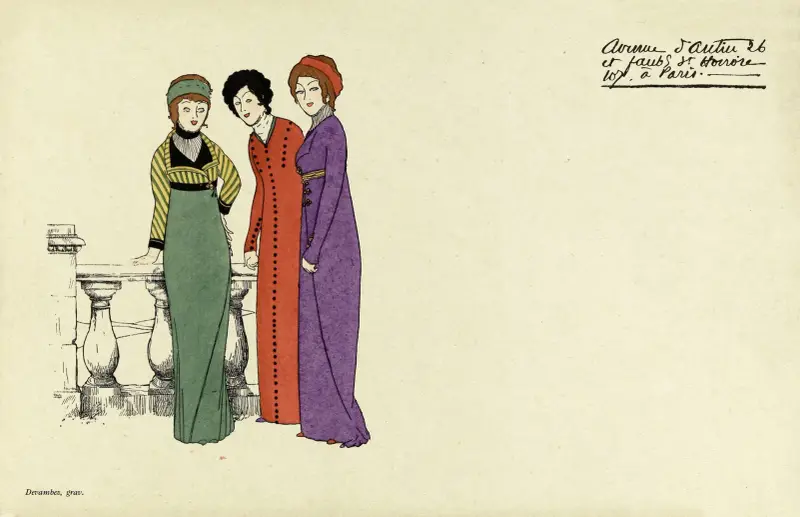 Carte publicitaire illustrée de la maison Poiret, 1908 – nr 1 av Paul Iribe