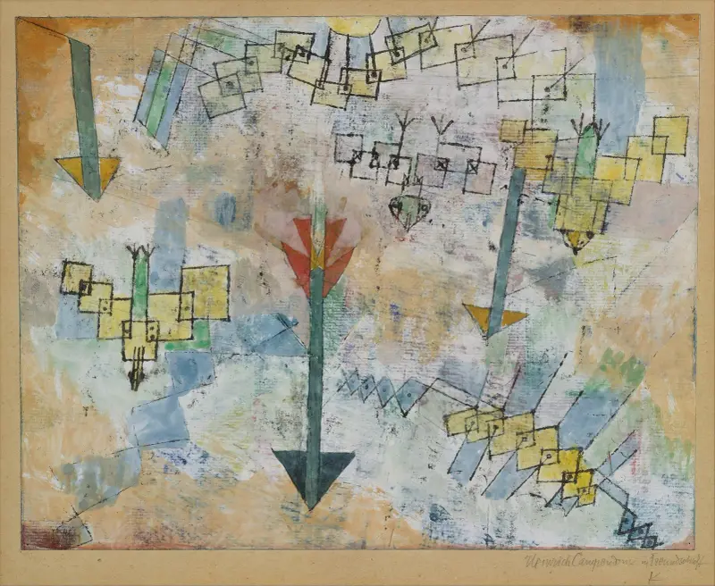 Birds Swooping Down and Arrows av Paul Klee