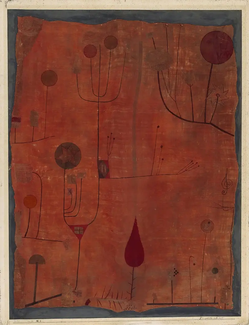 Fruits on Red av Paul Klee