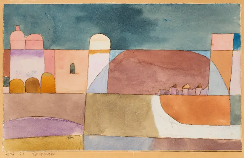 Kairuan (Kairuan mit den Kamelen und dem Esel) av Paul Klee