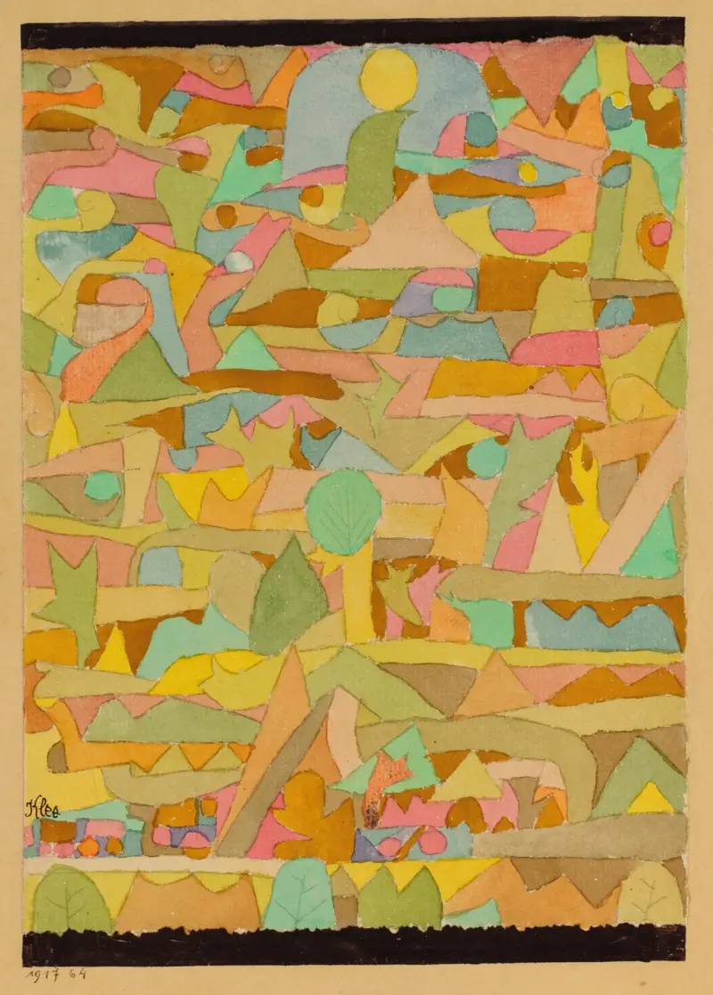 Miniatyr, svart inramad upptill och nedtill av Paul Klee