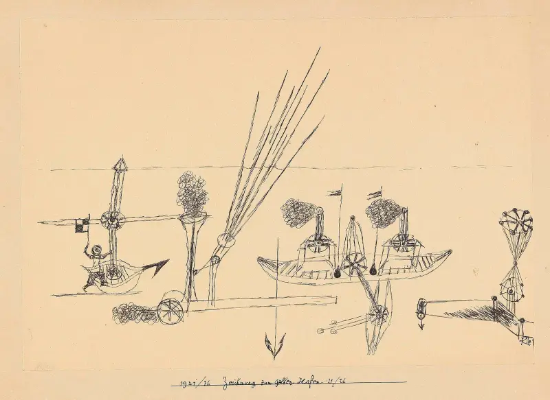 Teckning till den gula hamnen av Paul Klee