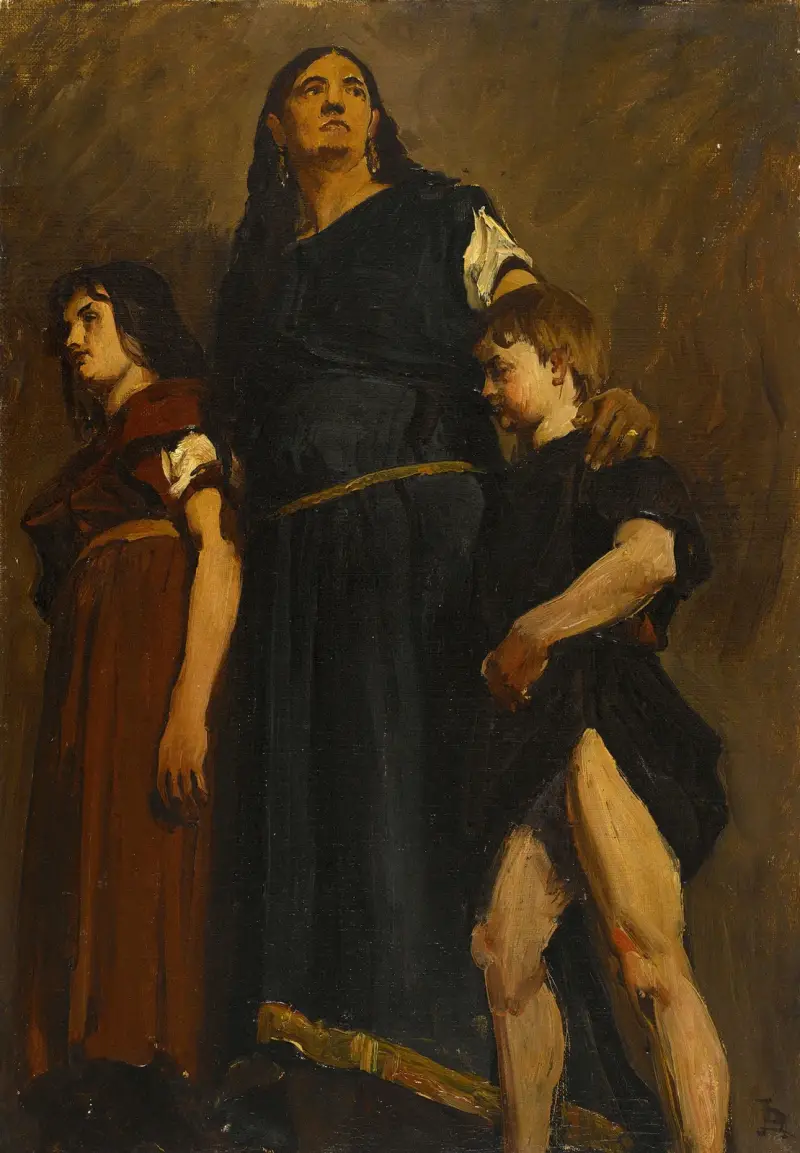 Merowingische Frau und zwei Kinder von Jean-Paul Laurens