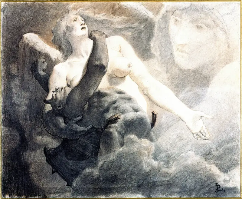 Satan et l’ange liberté av Jean-Paul Laurens