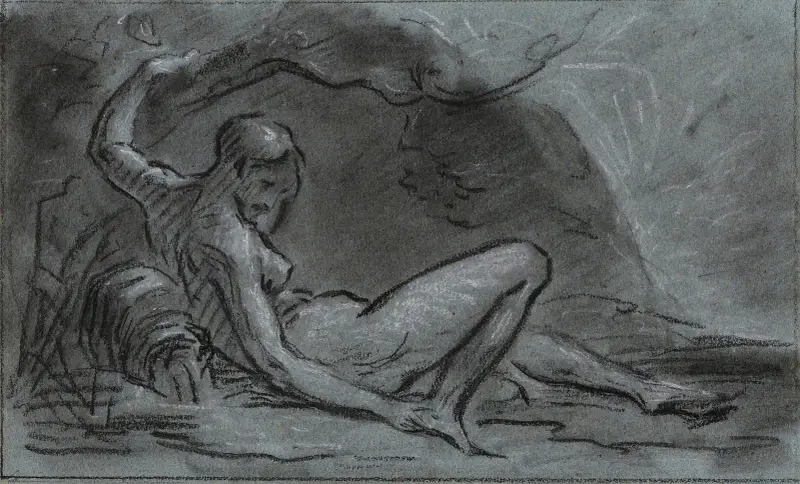 Liggande naken ung kvinna av Pierre-Paul Prud'hon