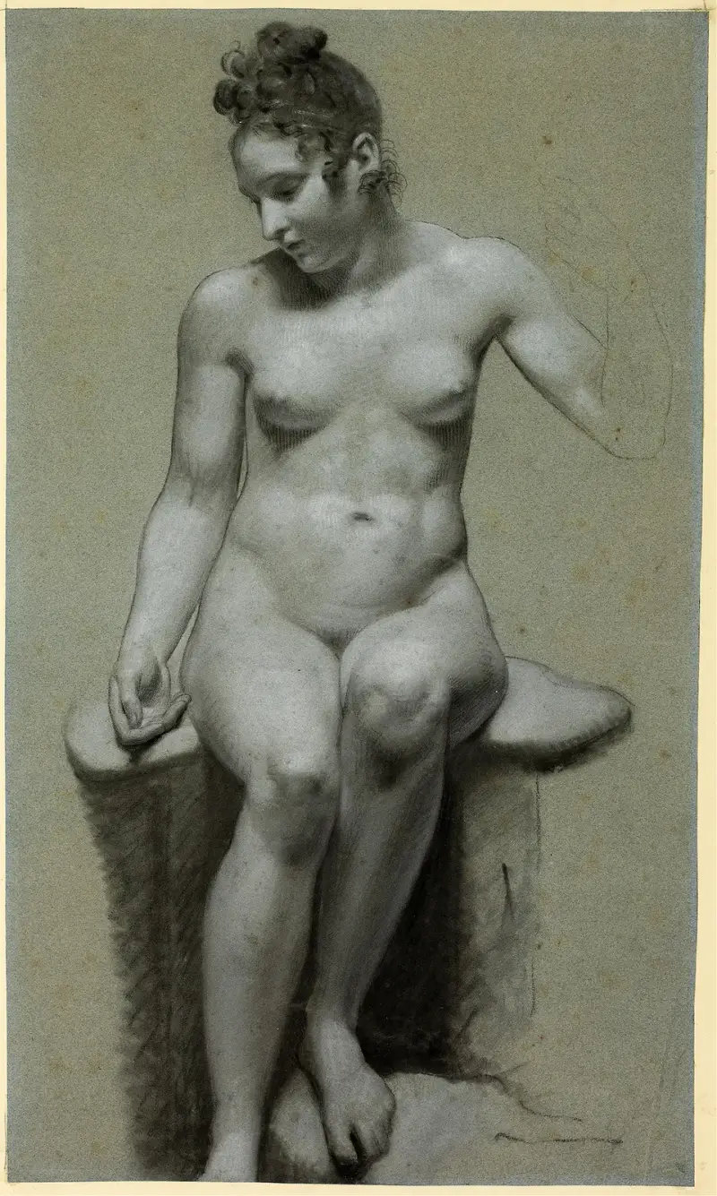 Sedící ženský akt, 1778, Pierre-Paul Prud'hon