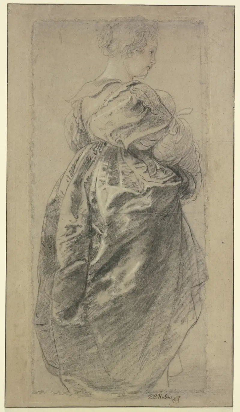 Figurenstudie zum ‚Garten der Liebe'; Hélène Fourment von Peter Paul Rubens
