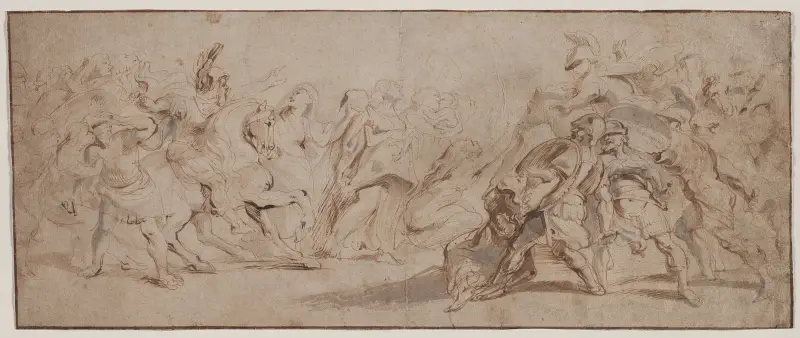 Försoningen mellan romarna och sabinerna av Peter Paul Rubens