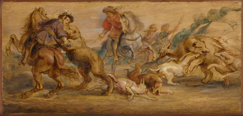 Study for ‘The Bear Hunt’ (for the Alcázar, Madrid) av Peter Paul Rubens