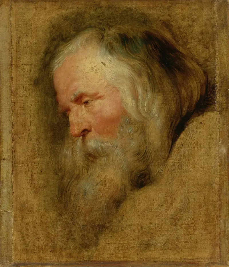 Studie av huvudet på Caspar, den äldste av de tre vise männen av Follower of Peter Paul Rubens